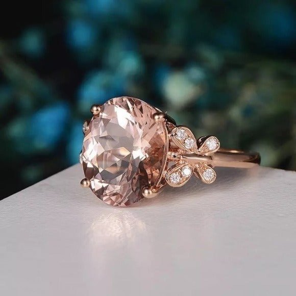 Rose gold butterfly ring pink tourmaline bohemian cottage core butterflies - Picture 5 of 7